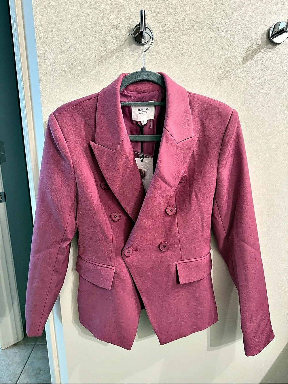 Grey Lab Double Breasted Blazer Mauve Size Small